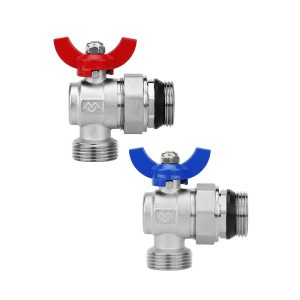 Комплекты угловых шаровых кранов Varmega НР-НР с разъемным соединением для коллекторных групп